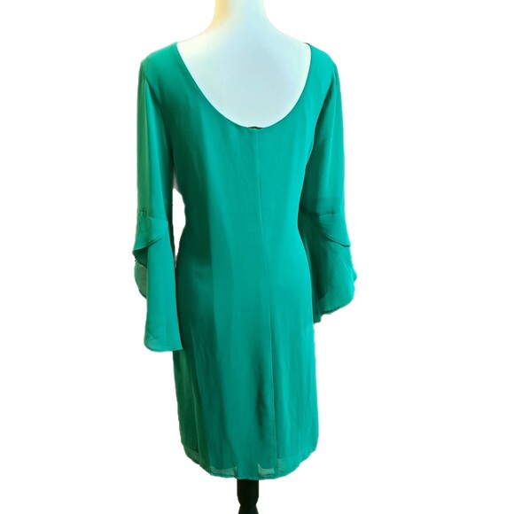 Thalia Sodi NWT Emerald Green Bell Sleeve Shift Dress & Necklace, Size L (12-14) - Picture 4 of 7